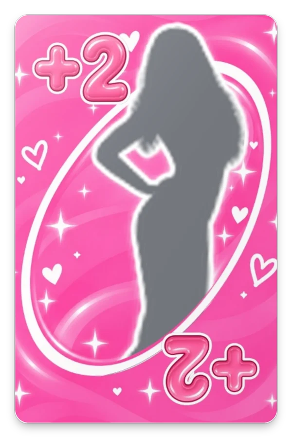 Pinke Plus-2-Karte mit Silhouette